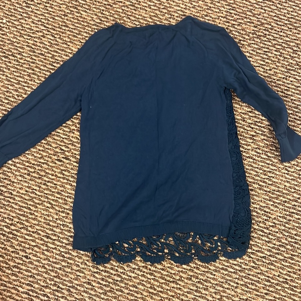 Turquoise Roz & Ali lace front sweater Small - Picture 5 of 6